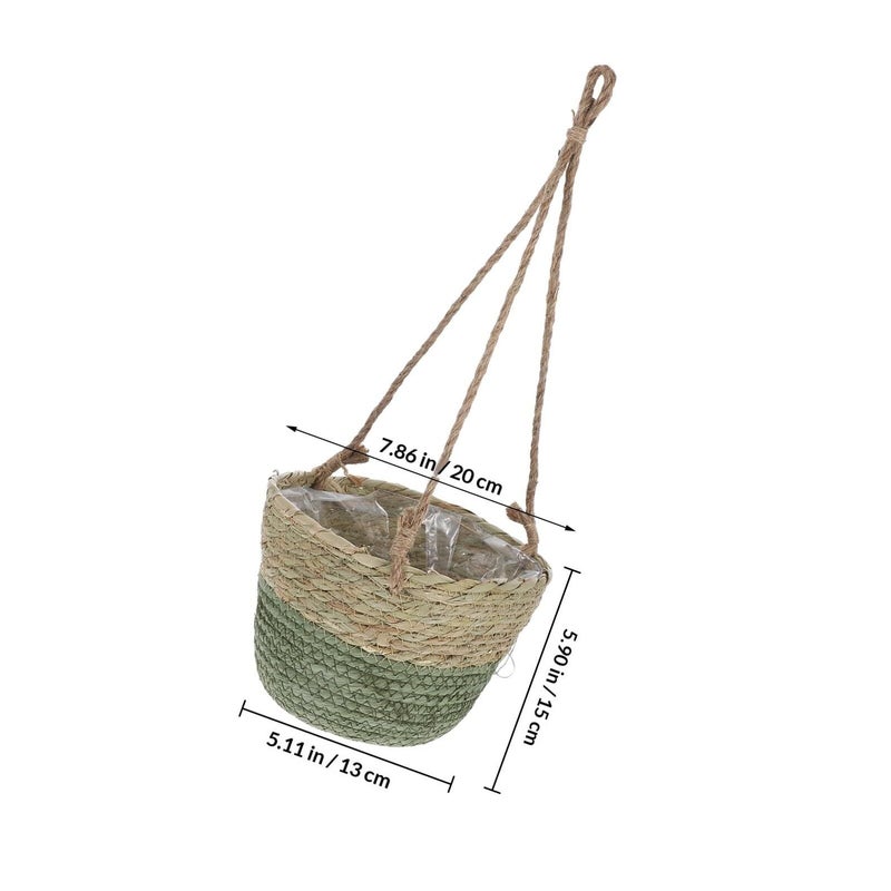Hemoton 20cm Woven Rattan Hanging Planter for Indoor Outdoor Plants - Image 3