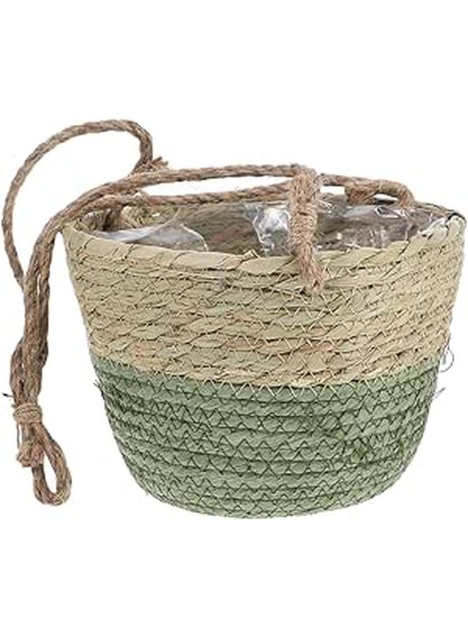 Hemoton 20cm Woven Rattan Hanging Planter for Indoor Outdoor Plants - Image 1