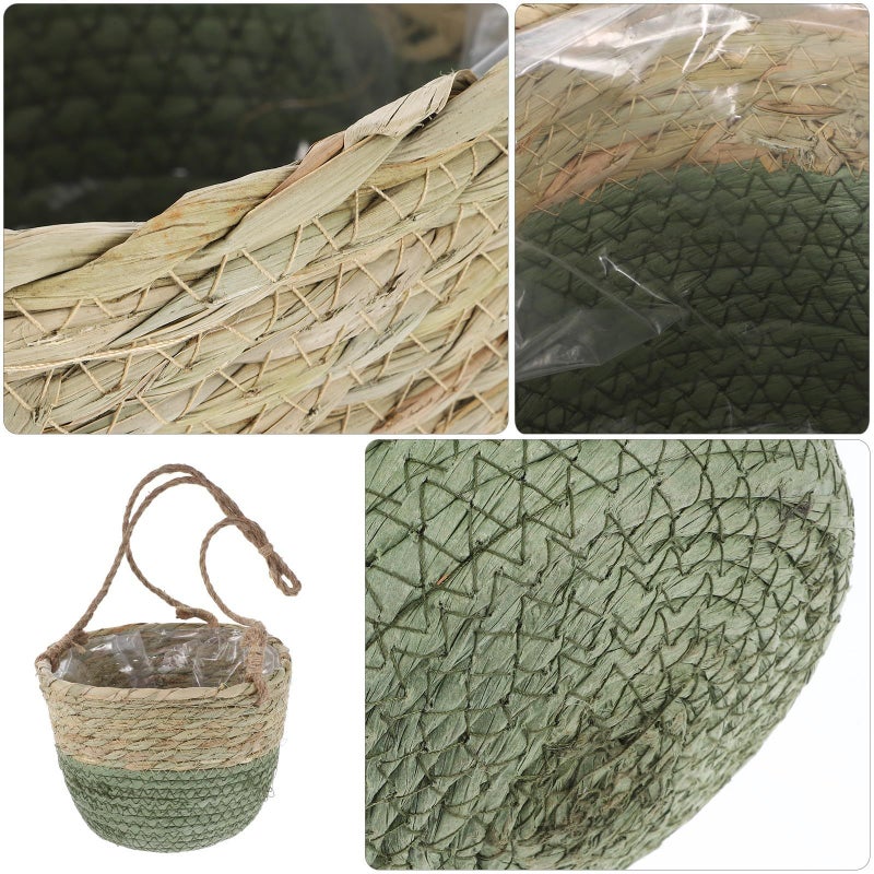 Hemoton 20cm Woven Rattan Hanging Planter for Indoor Outdoor Plants - Image 4