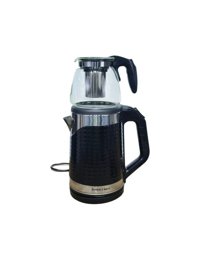 SLIVERS CRIEST Silver Crest Electric Kettle Stainless Steel 2.3L + 1L with 360° Cordless Base - Image 4