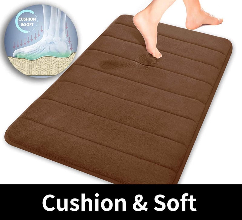 GALENO Bathroom mat Memory Foam Bath Mats Rugs for Bathroom Floor Door Mat Anti Slip Skid Super Rapid Water Absorbent Washable Rug Bath Door Bathroom mat 80x50 Coffee - Image 5