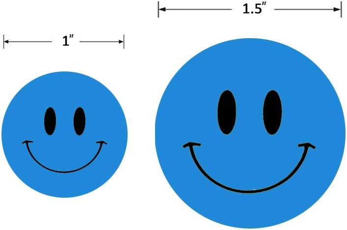 Hcode Happy Face Circle Dots Paper Labels Reward Stickers Teachers 500 Pieces per Roll (1.5 inch Blue) - Image 2