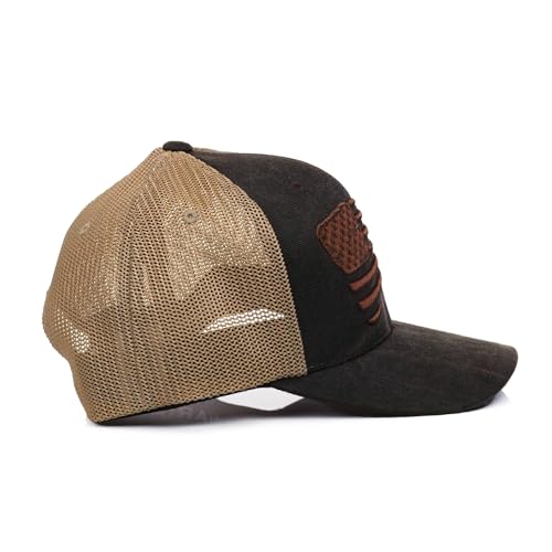 ARIAT Men’s Slasher Flag Oilcloth Snapback Cap with Mesh Back, Brown - Image 3