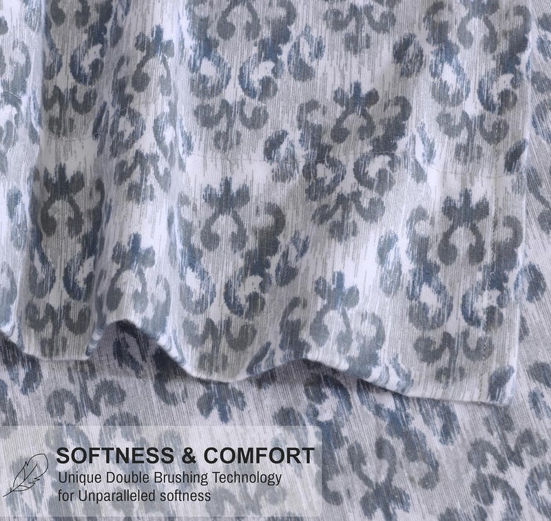 RUVANTI Flannel Sheets Full Size - 100% Cotton Double Brushed Bed Sheets Set, Deep Pockets 16 Inches, All Seasons Breathable & Extra Soft Full Sheets, Warm & Cozy, 4 Piece, Damask - Image 3