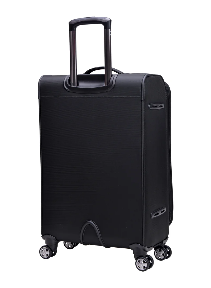eminent Soft Shell Travel Bag Expandable Trolley Luggage Set of 3 for Unisex Polyester Light Weight Suitcase with TSA lock 4 Quiet Double Spinner Wheels V6093SZ Black