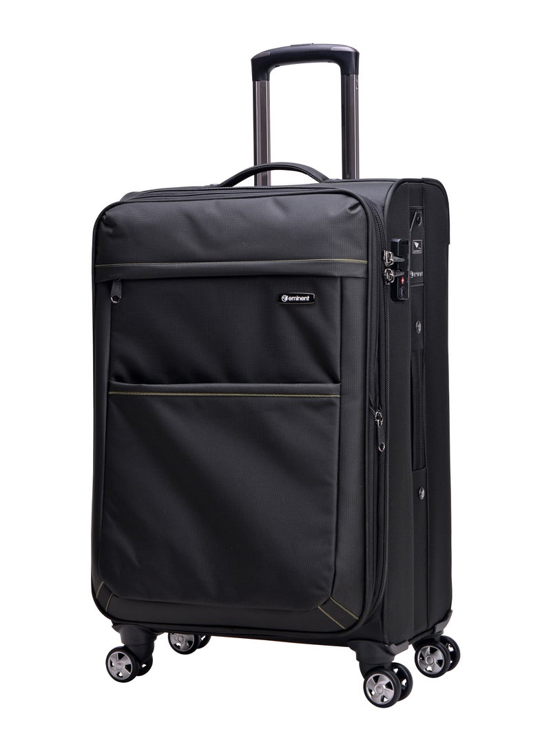 إيمينينت حقيبة سفر ناعمة قابلة للتوسيع بعجلات مزدوجة صامتة مع قفل  مكونة من  قطع للجنسين بوليستر خفيفة الوزن سوداء - Image 2