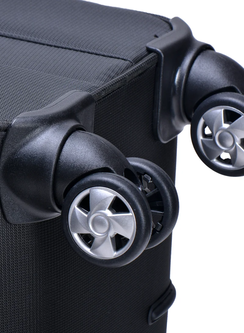 eminent Soft Shell Travel Bag Expandable Trolley Luggage Set of 3 for Unisex Polyester Light Weight Suitcase with TSA lock 4 Quiet Double Spinner Wheels V6093SZ Black