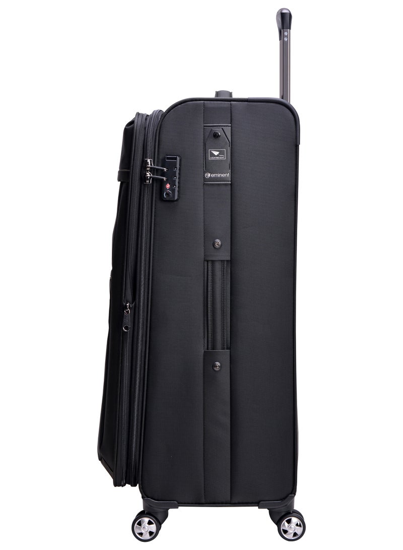 إيمينينت حقيبة سفر ناعمة قابلة للتوسيع بعجلات مزدوجة صامتة مع قفل  مكونة من  قطع للجنسين بوليستر خفيفة الوزن سوداء - Image 5