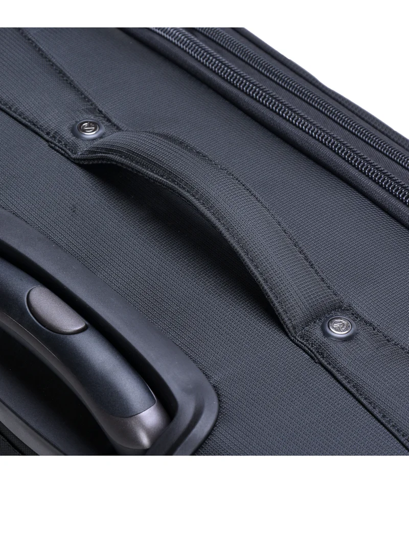 eminent Soft Shell Travel Bag Expandable Trolley Luggage Set of 3 for Unisex Polyester Light Weight Suitcase with TSA lock 4 Quiet Double Spinner Wheels V6093SZ Black