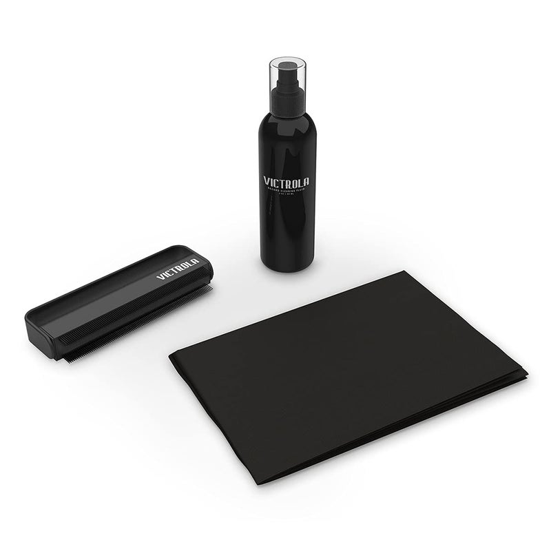 Victrola 'The Kit' - A Vinyl Record Cleaning Kit, Doubles as a Record Stand, Includes Anti-Static Brush, Cleaning Solution, Cloth, Espresso Wood Finish Stand with Smart Black Metal Accents - Image 3