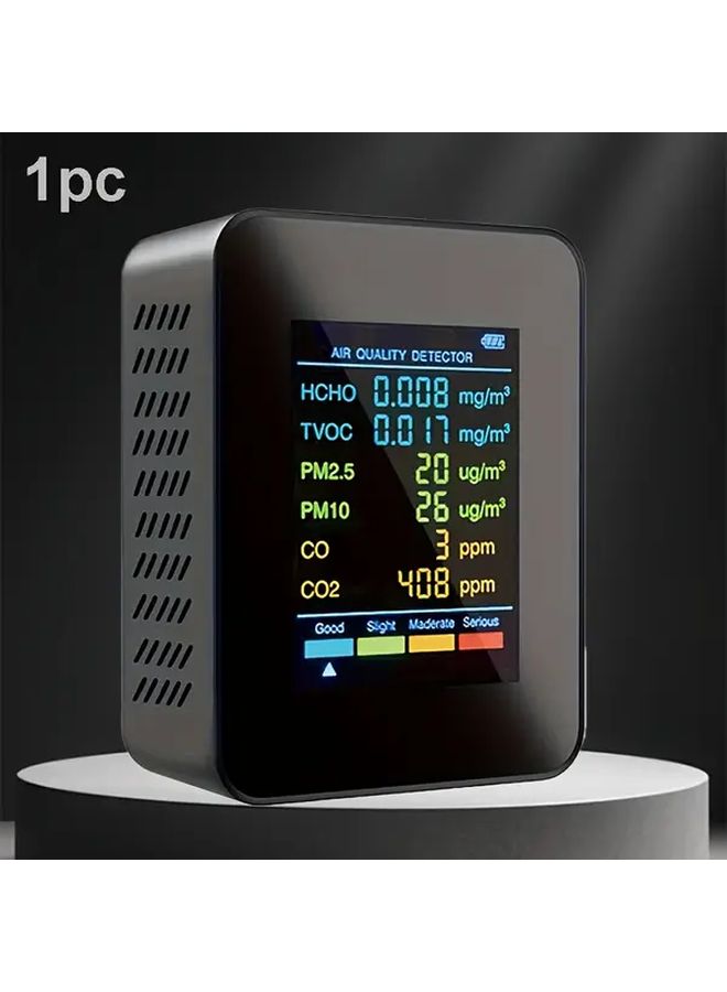 5 In 1 Advanced Air Quality Monitor Accurate Carbon Dioxide Detector Formaldehyde Temperature Humidity TVOC Sensor Large LCD Display Real Time Gas Analysis USB Charging Compact Design Lithium Battery for Home Office - Image 4