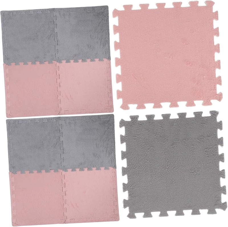 10 Pcs Interlocking Foam Floor Mats Soft Plush Puzzle Tiles For Crawling Kids Playroom - Image 1