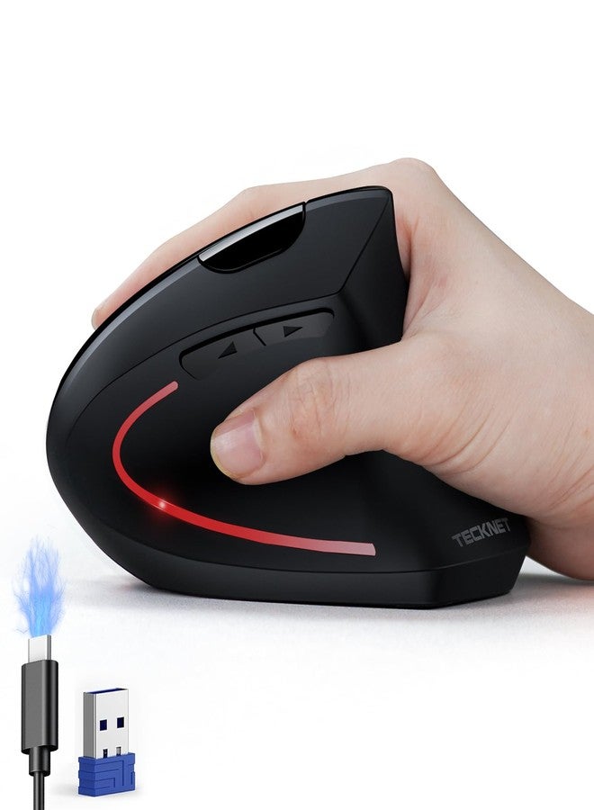 TECKNET Ergonomic Mouse, Rechargeable Vertical Ergo Mouse Wireless, Silent 2.4GHz 6 Buttons Optical Carpal Tunnel Mouse - Image 1