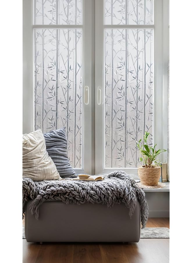 The Bros Bamboo Pattern Window Privacy Film - Self-Adhesive Static Cling, Frosted Glass Film for Living Room, Kitchen, and Patio Doors - Anti-UV, Heat Insulation - 60 x 100cm - Image 1