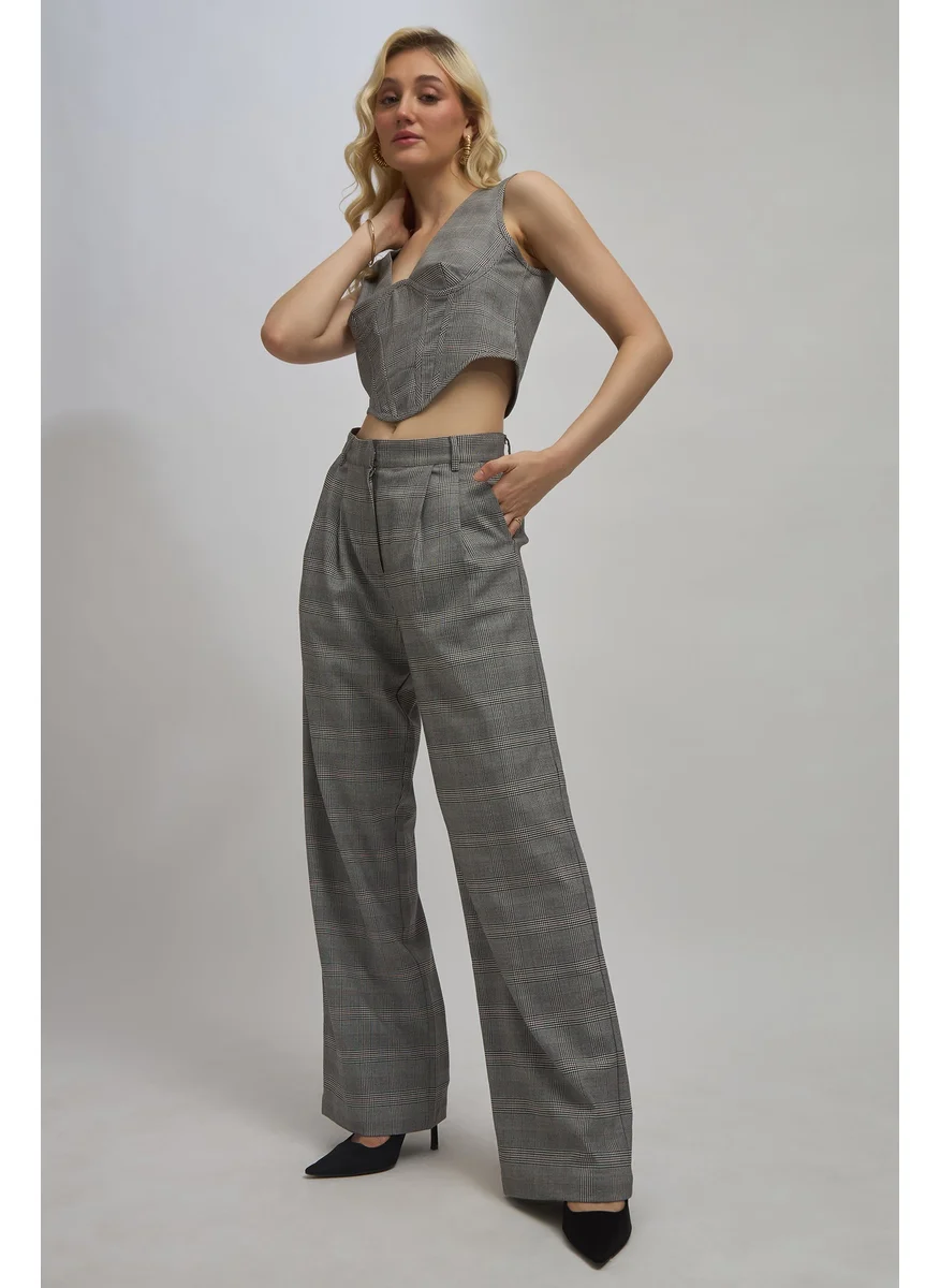 Virgio Virgio Women Rescued Poly Full Length Checks Trouser