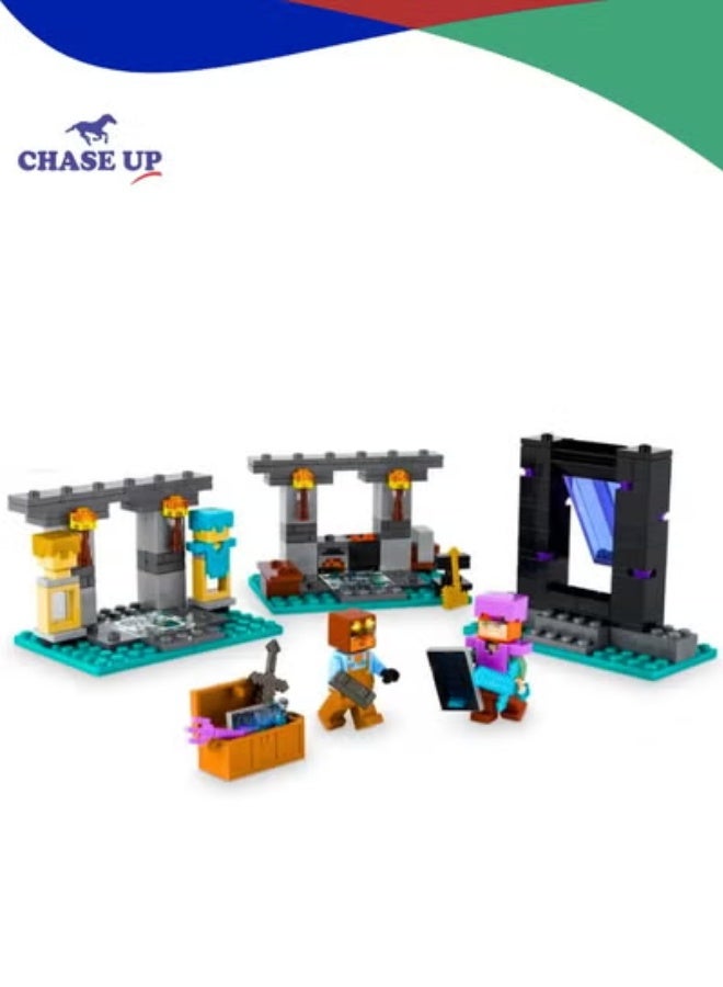 Chase Up Minecraft The Armoury Building Toys for Kids, Boys & Girls aged 7 Plus Featuring Character Figures including Alex with a Diamond Sword, Weapons Set, Ramadan Gift for Gamers 21252 - Image 1