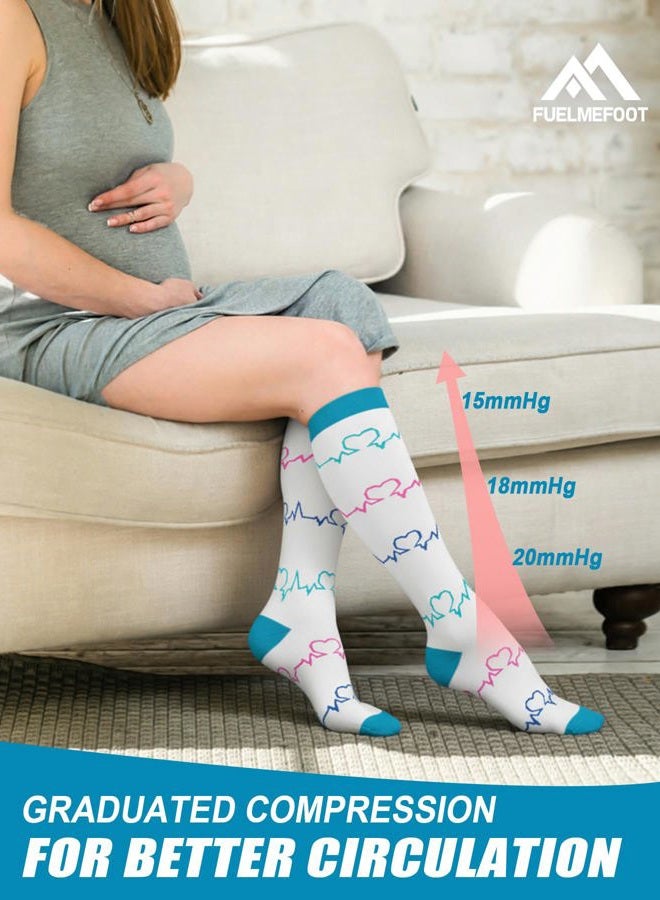 FuelMeFoot 6 Pairs Compression Socks for Women & Men 15-20mmHg Graduated Support Knee High Socks for Nurses, Travel, Athletic - Image 5