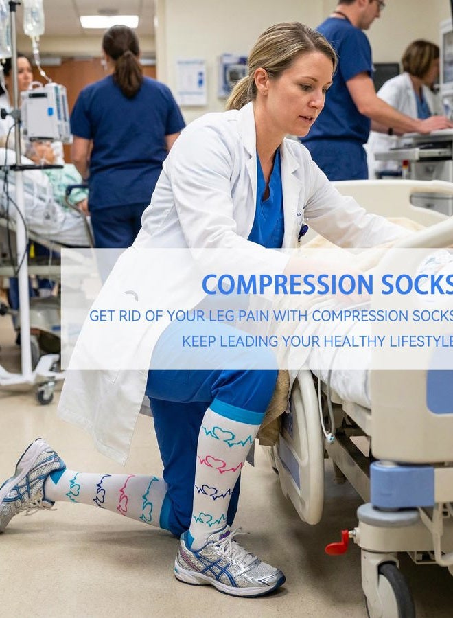 FuelMeFoot 6 Pairs Compression Socks for Women & Men 15-20mmHg Graduated Support Knee High Socks for Nurses, Travel, Athletic - Image 2