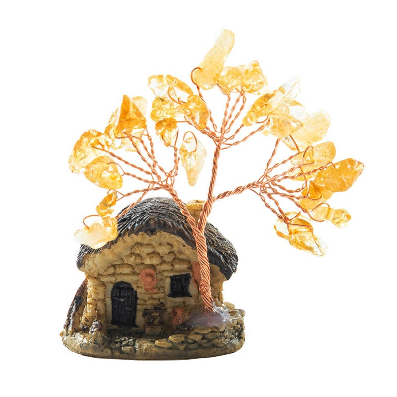 House Model Copper Wire Crystal Natural Gemstone Money Tree Life Decoration Healing Energy Good Luck - Image 1