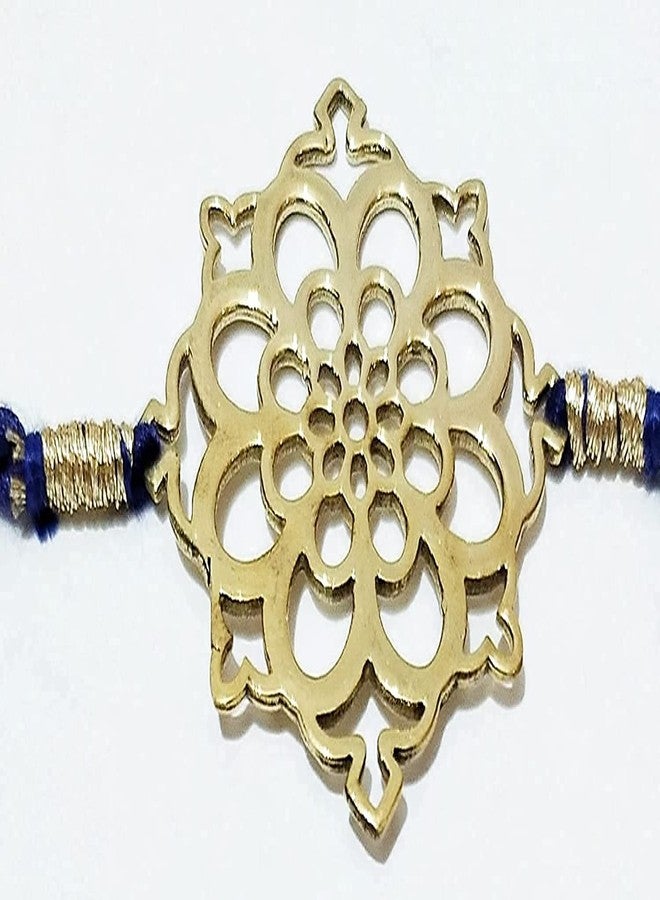 ATHZ BRASS DIAL Rakhi Combo set of 2 For Brothers Rakhis Brass Rakhi with purple, thread colour of The Third Eye Chakra For Bhaiya Rakhis Cutwork Brass Dial for Rakshabandhan - Image 3