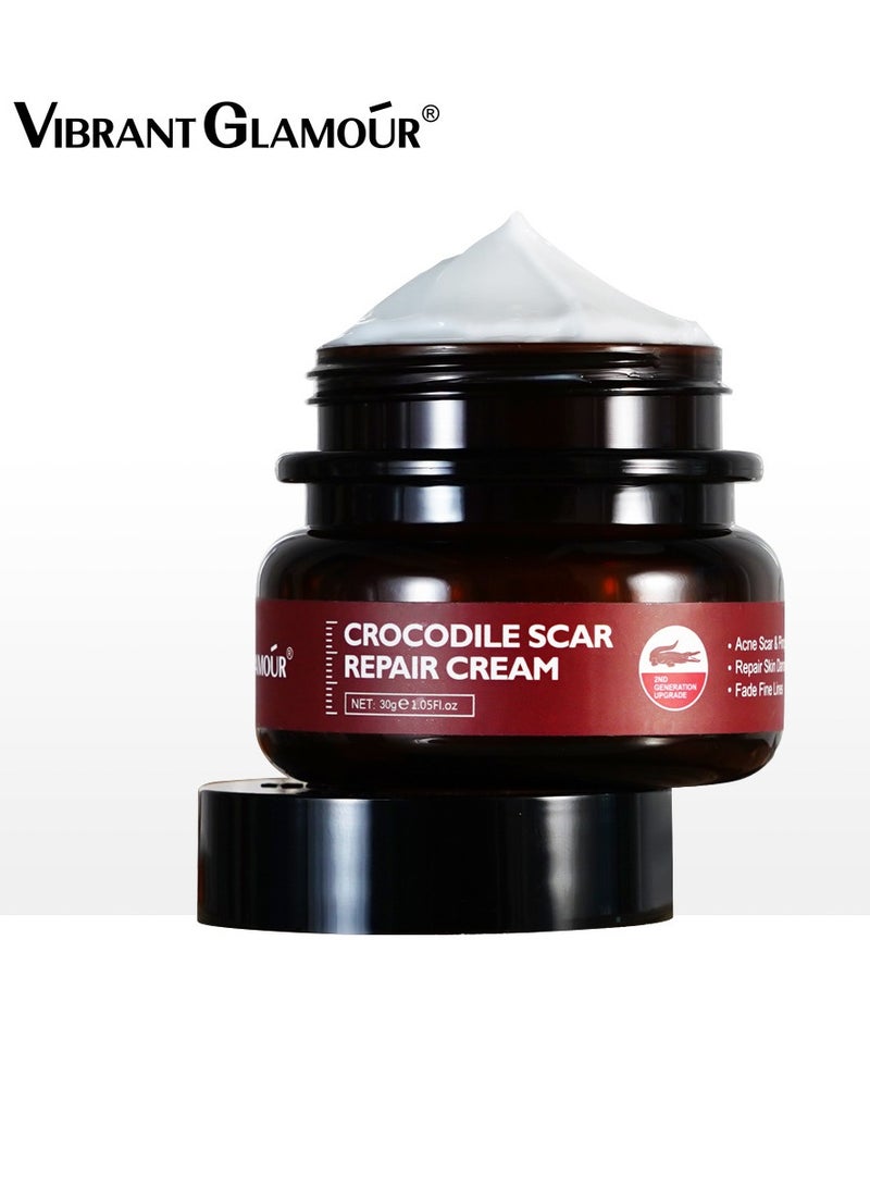 فايبرنت جلامور كريم الوجه Vibrant Glamour Crocodile Oil، يقلل من الهالات السوداء والخطوط الدقيقة ويزيل أكياس العين ومضاد للتجاعيد ويشد البشرة ويفتحها، غني بالريتينول والأربوتين وفيتامينات C وE، 30 جرام - Image 1