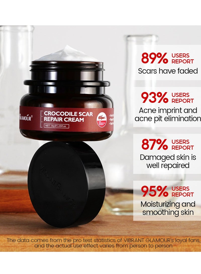 فايبرنت جلامور كريم الوجه Vibrant Glamour Crocodile Oil، يقلل من الهالات السوداء والخطوط الدقيقة ويزيل أكياس العين ومضاد للتجاعيد ويشد البشرة ويفتحها، غني بالريتينول والأربوتين وفيتامينات C وE، 30 جرام - Image 2