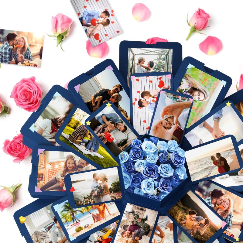 Koogel Explosion Gift Box  Blue Exploding Photo Album Surprise Love Box with DIY Scrapbooking Accessories for Anniversary Birthday Wedding - Image 5