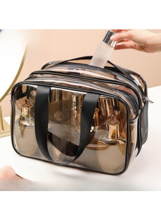QINGYAN Large Waterproof Clear Travel Bag for Toiletries - Transparent Makeup Bag with Double Zipper Design - Compliant Carry-On for Men and Women - Image 2