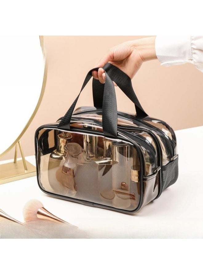 QINGYAN Large Waterproof Clear Travel Bag for Toiletries - Transparent Makeup Bag with Double Zipper Design - Compliant Carry-On for Men and Women - Image 3