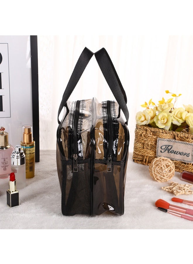 QINGYAN Large Waterproof Clear Travel Bag for Toiletries - Transparent Makeup Bag with Double Zipper Design - Compliant Carry-On for Men and Women - Image 4