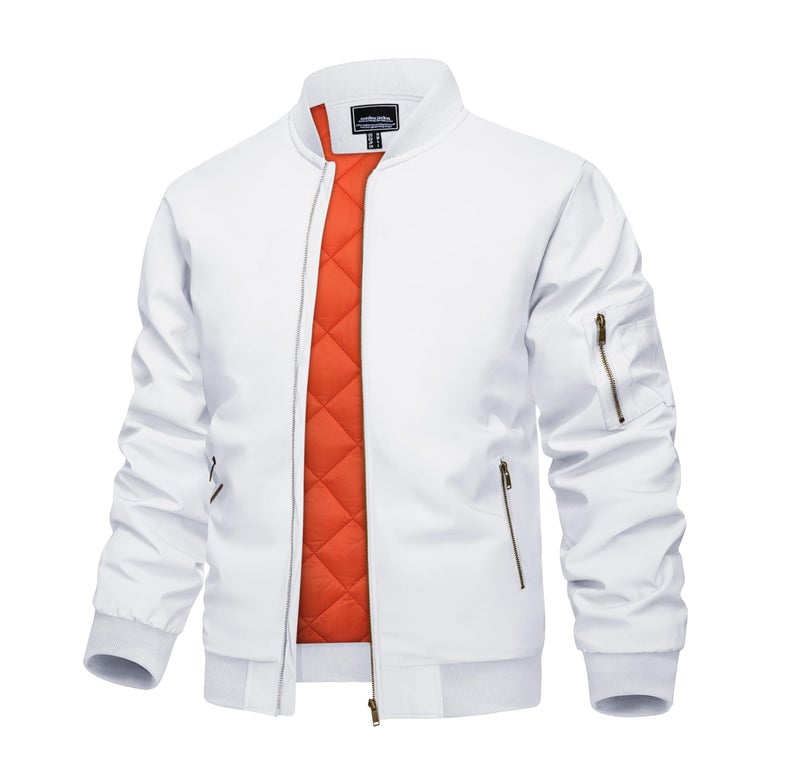 KEFITEVD Mens Bomber Jacket Winter Active Coat Lightweight Military Outerwear Varsity Jackets Warm Padded Coats