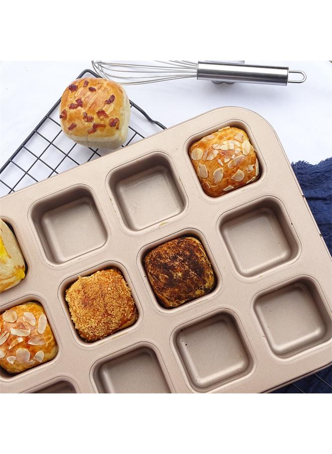 Bluejw Jing Yun 12 Even Square Mini Bread Mold Small Toast Mold Hamburger Embryo Mold Household Oven Non-stick Baking Tray Small - Image 2