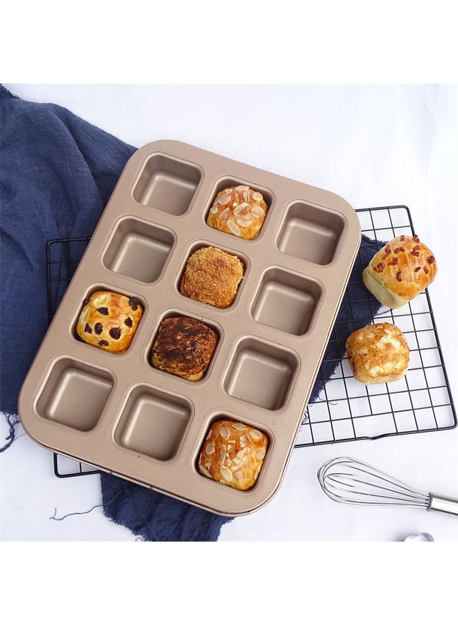 Bluejw Jing Yun 12 Even Square Mini Bread Mold Small Toast Mold Hamburger Embryo Mold Household Oven Non-stick Baking Tray Small - Image 5