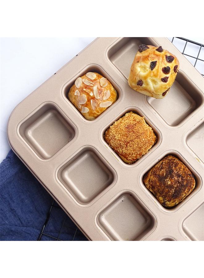 Bluejw Jing Yun 12 Even Square Mini Bread Mold Small Toast Mold Hamburger Embryo Mold Household Oven Non-stick Baking Tray Small - Image 3