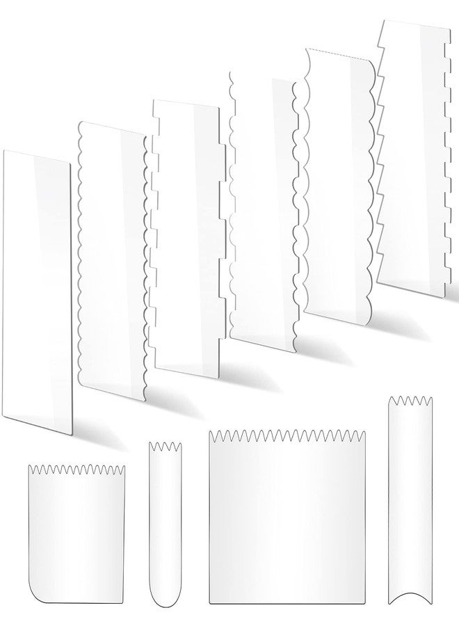 PROKITCHEN 10 PCS Cake Scraper Smoother Set, Acrylic Cake Smoother For Icing 6PCS with 11 Patterns Edge and 4 Soft Plastic Cake Frosting Smoother Scraper, Icing Smoother For Cream Cake Decorating - Image 1