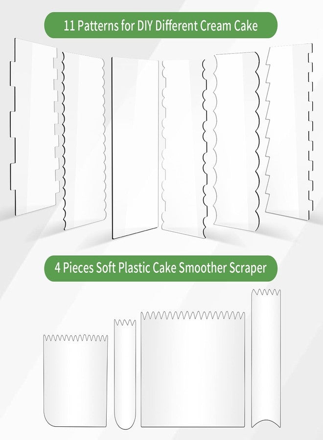 PROKITCHEN 10 PCS Cake Scraper Smoother Set, Acrylic Cake Smoother For Icing 6PCS with 11 Patterns Edge and 4 Soft Plastic Cake Frosting Smoother Scraper, Icing Smoother For Cream Cake Decorating - Image 3
