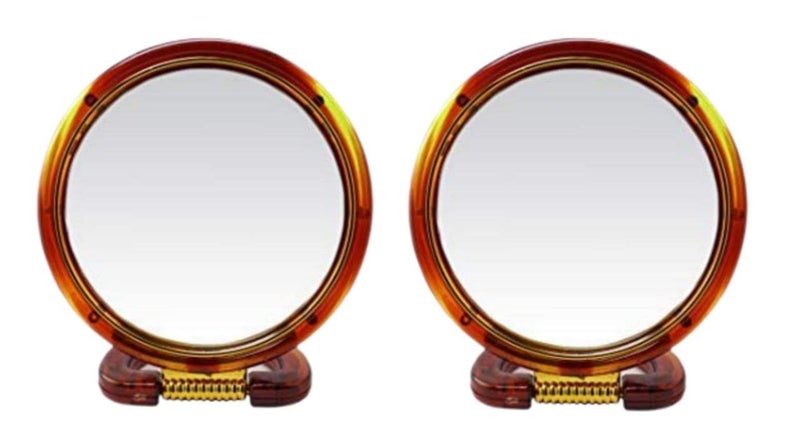 Beauty Tool Makeup Cosmetic Mirror DoubleSided Normal and Magnifying Stand Mirror Pack of 2 Ovel Shape