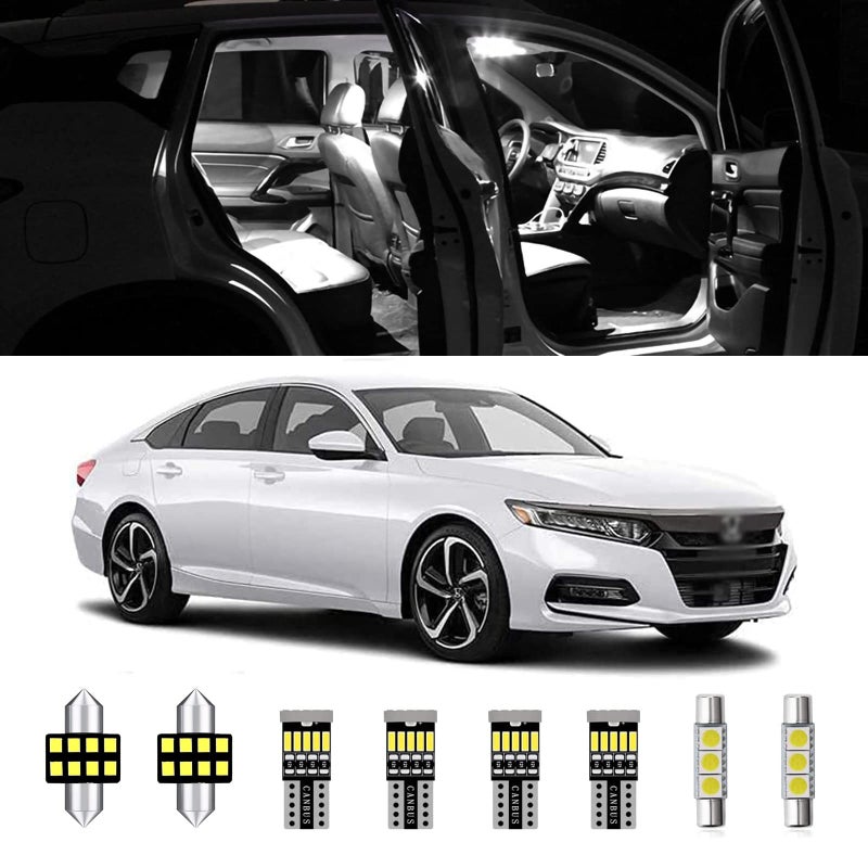مجموعة أضواء LED داخلية من AWALITED مكونة من 13 قطعة، لمبات خريطة وسقف فائقة السطوع لسيارات هوندا أكورد من 2003 إلى 2012 بجميع الطرازات