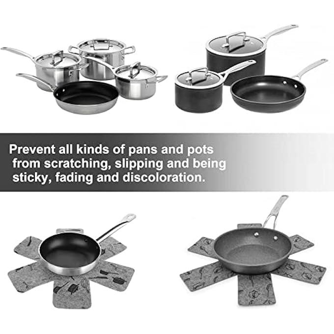MAKINGTEC Pot And Pan Protectors 12 Pcs With 3 Different Sizes Cookware Protector Pots Pans Dividers AntiSlip Pans Separator To Avoid Scratching Or Marring When Stacking - Image 4