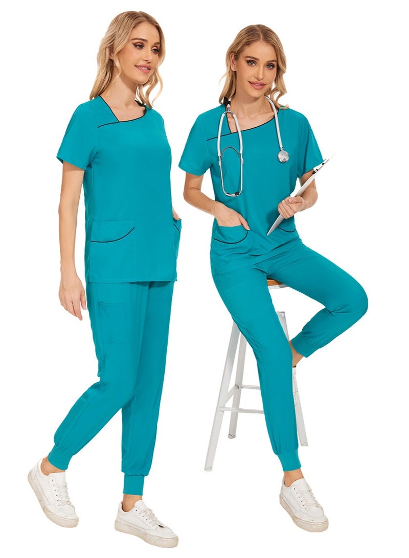NIBEMINENT Women's Solid Work Thin Casual And Comfortable Nursing Uniform, Color Blocking Design - Image 3