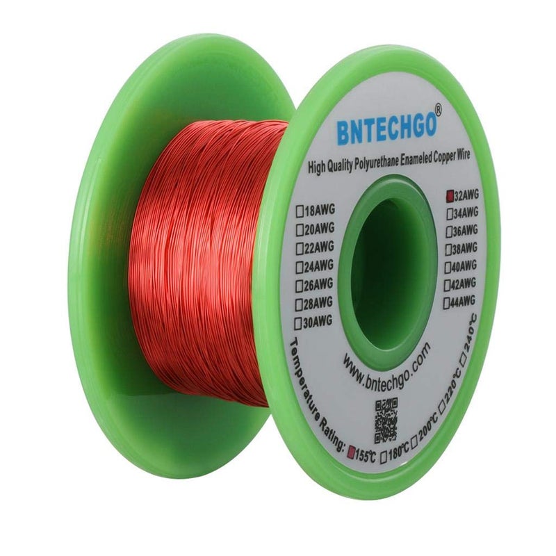BNTECHGO 32 AWG Magnet Wire - Enameled Copper Wire - Enameled Magnet Winding Wire - 4 oz - 0.0078" Diameter 1 Spool Coil Red Temperature Rating 155℃ Widely Used for Transformers Inductors - Image 2