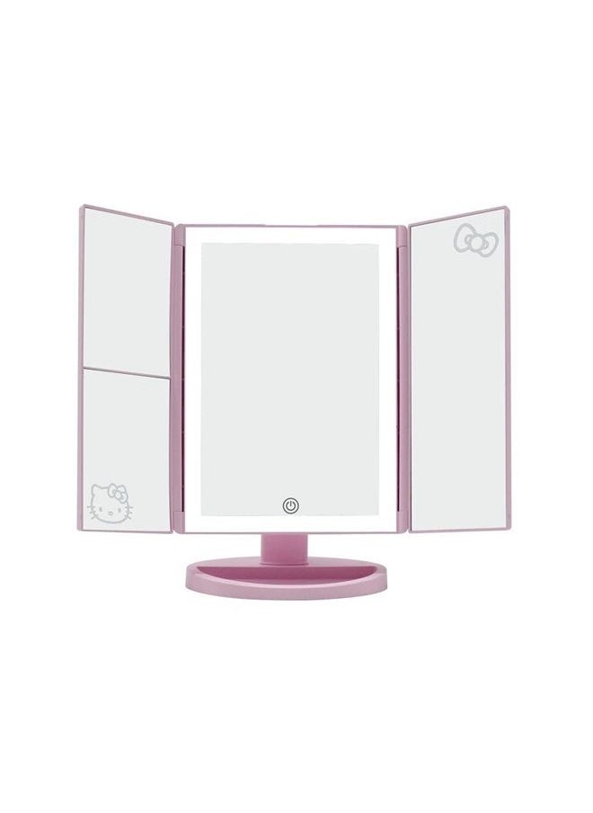IMPRESSIONS VANITY · COMPANY - Impressions Vanity Hello Kitty Mirror with Lights, Trifold LED Tri-Tone Makeup Mirror with Touch Sensor and Three Adjustable Mirror Panels, Makeup Vanity Handheld Magnifying Mirror (Pink) - Image 1