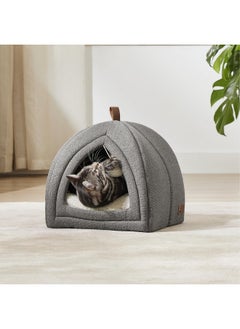 Bedsure Cat Beds For Indoor Cats  2 In 1 Cat Cave For Kittens And Small Pets, Foldable Cat House Tent With Removable Washable Cushioned Pillow, Cat Hideaway With NonSlip Bottom, Grey, 16 Inches  - Image 2