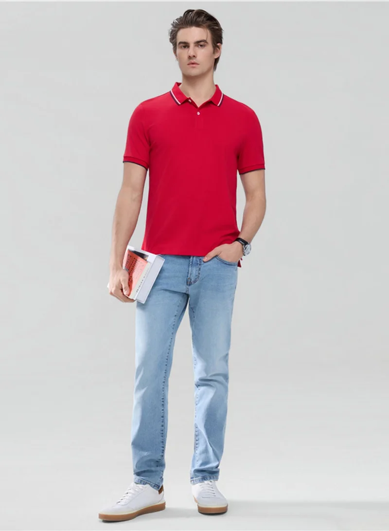 جيوردانو Men’s Slim Pique Solid Polo with Flat Knit Collar