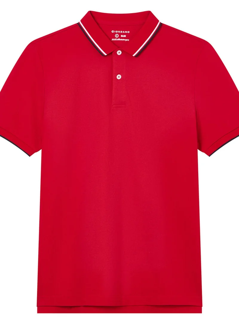 GIORDANO  Men’s Slim Pique Solid Polo with Flat Knit Collar for Men | Best Price UAE