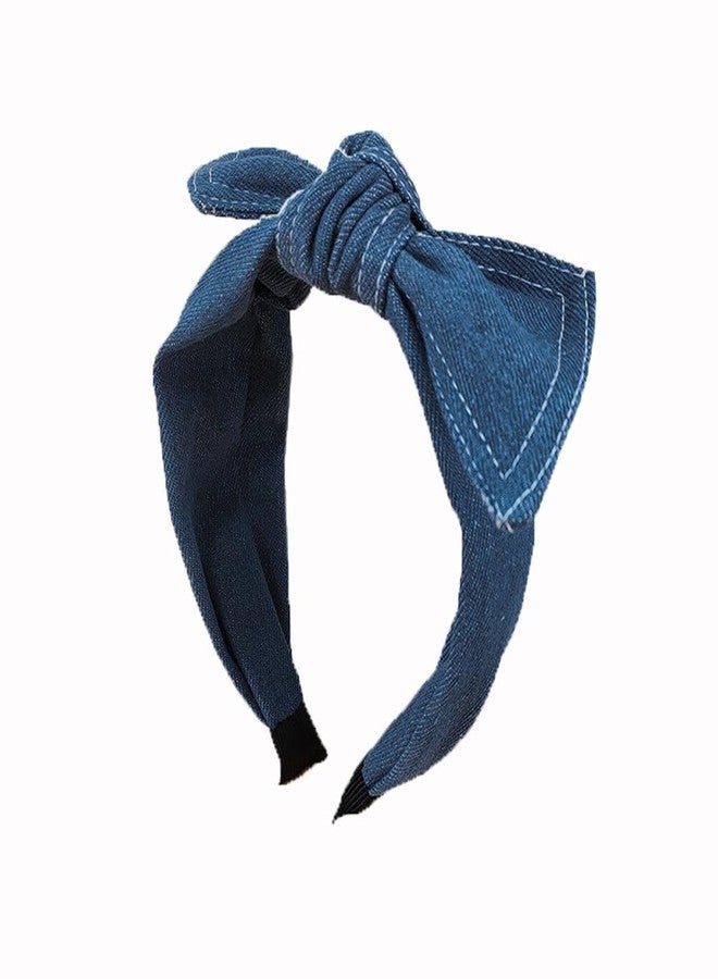 VASANA Blue Denim Headbands Bowknot Hair Hoop Non-Slip Wide Top Knot Head Band Fashion Hairbands Womens Hair Accessories - Image 1
