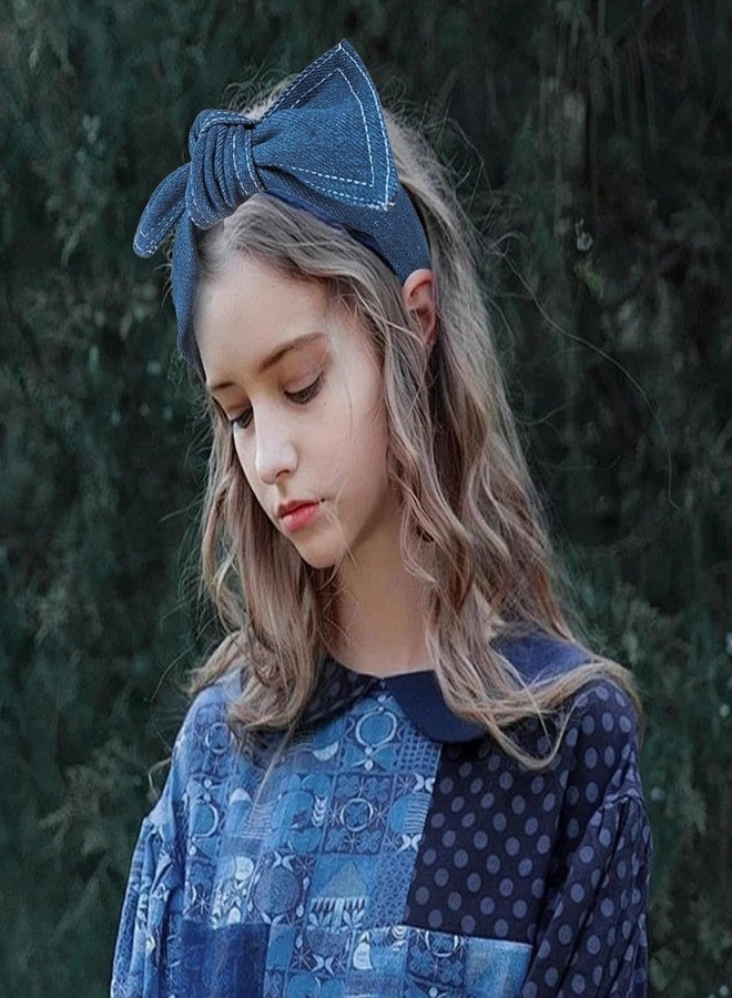 VASANA Blue Denim Headbands Bowknot Hair Hoop Non-Slip Wide Top Knot Head Band Fashion Hairbands Womens Hair Accessories - Image 5