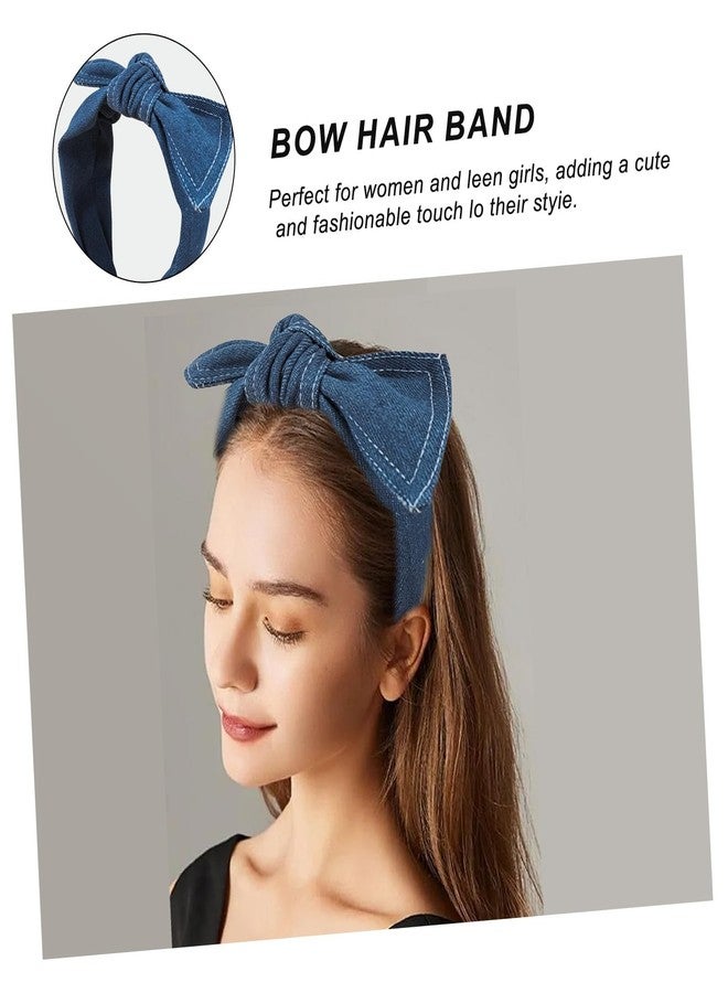VASANA Blue Denim Headbands Bowknot Hair Hoop Non-Slip Wide Top Knot Head Band Fashion Hairbands Womens Hair Accessories - Image 4