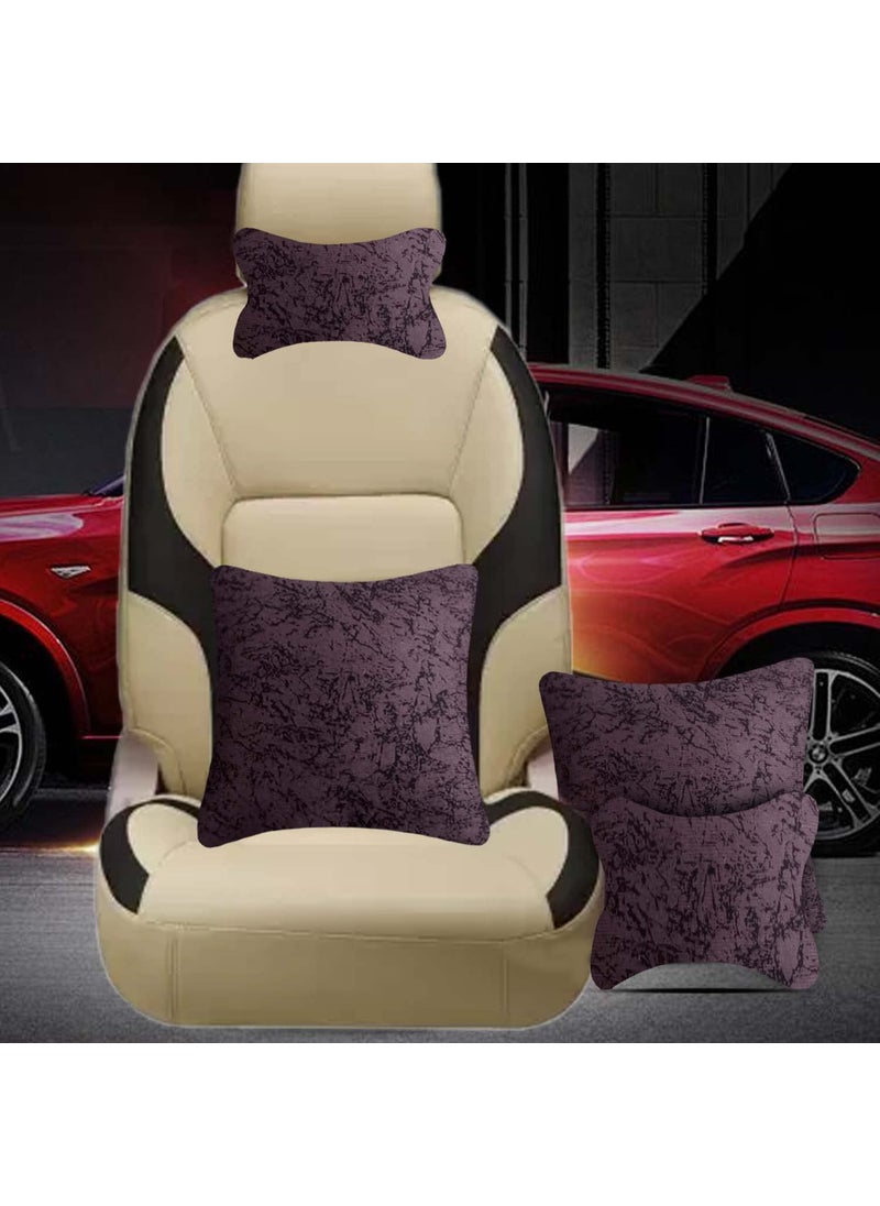 Adroitz Adroitz Velvet Brown Car Cushion Neck Back Rest Pillow for All Car Set of 4 _Ak111  - Image 4