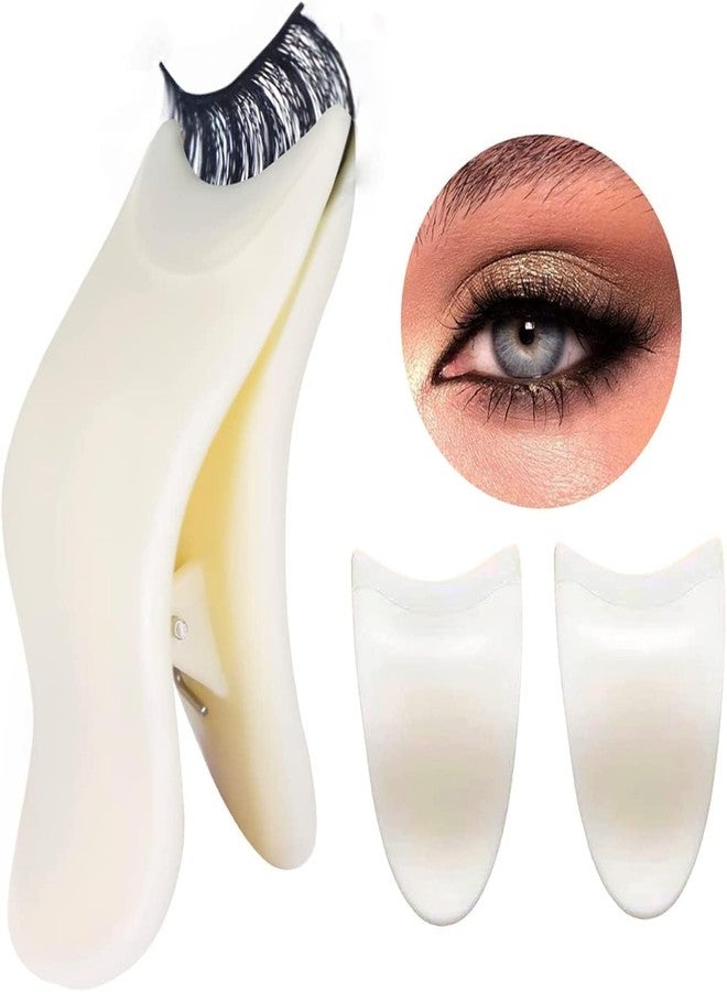 GANPUB 2Pcs White False Eyelash Applicator Tool Tweezer Clip Clamp Women Makeup Fake Eyelashes Auxiliary Clip Cosmetic Tool for Beginners,Eyelash Tweezers,Eyelashes Buddy Kit - Image 2